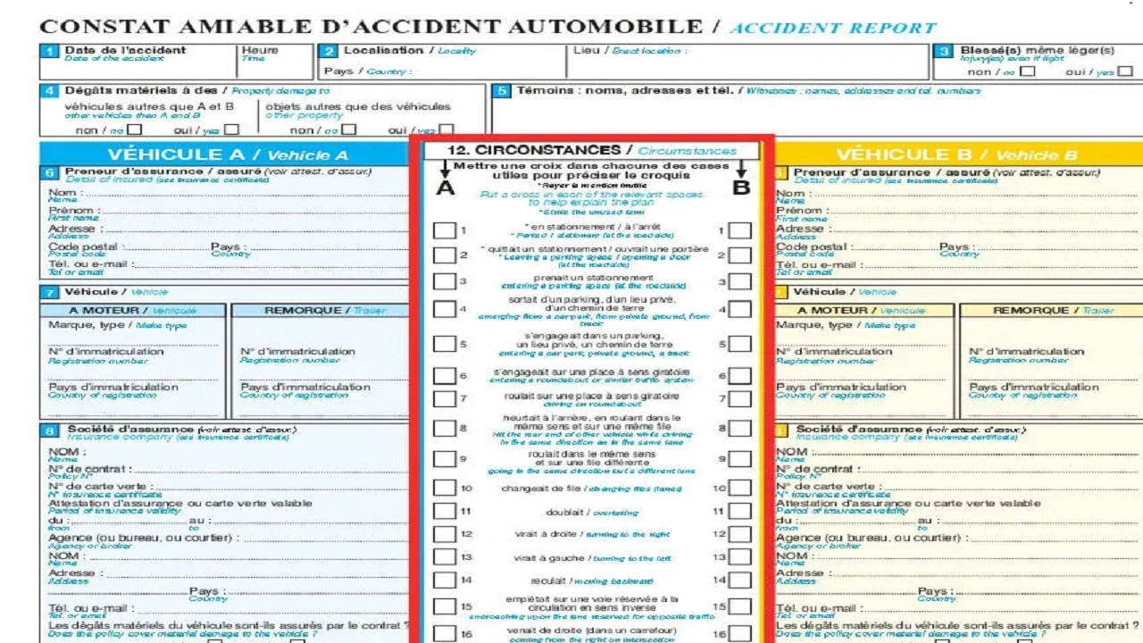 constat amiable automobile