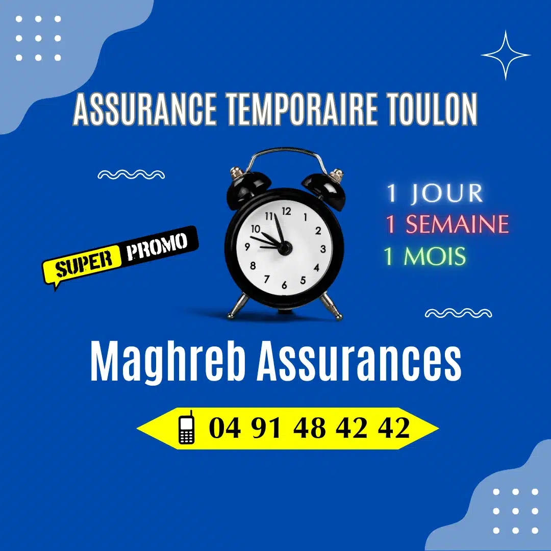 Assurance auto temporaire à Toulon – Formules de 1 jour à 3 mois pour voiture, export et permis étranger